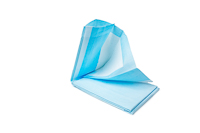 Transfer Sheet, blue, Load capacity up to 150 kg, absorbent to 2,5l.
Do not use as Carry Cloth.

PP-nonwoven: 50g/m2 + PE: 25g/m2
Cellulose: 18g/m2 
27g SAP and 92g Fluff Pulp 
18g/m2 Tissue